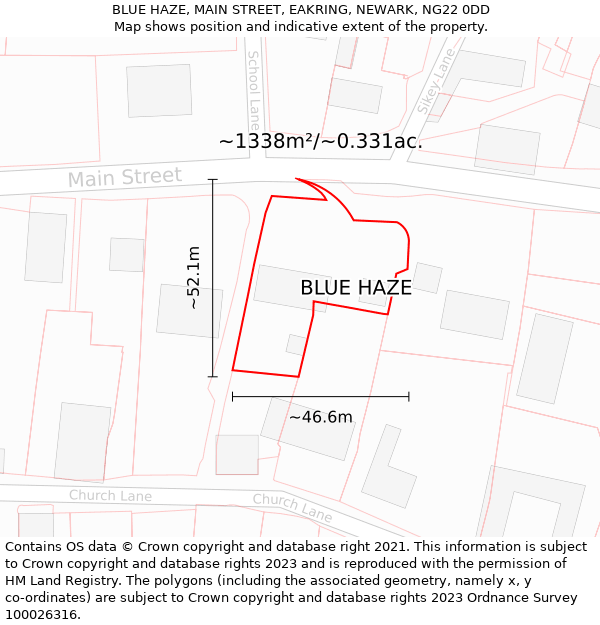 BLUE HAZE, MAIN STREET, EAKRING, NEWARK, NG22 0DD: Plot and title map