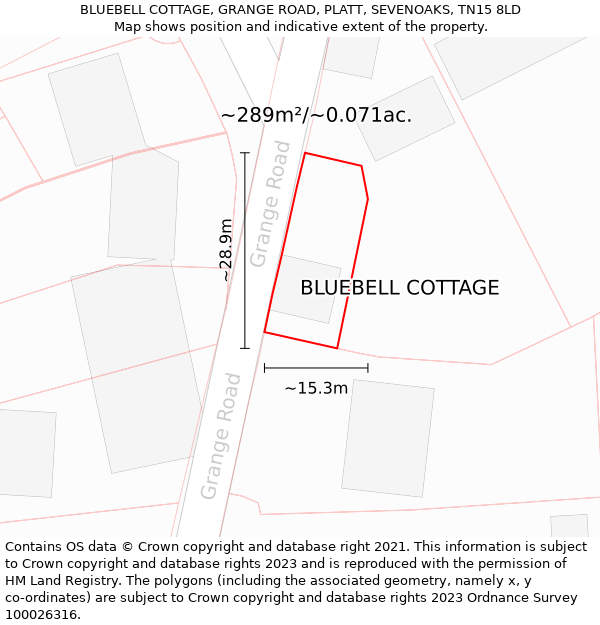 BLUEBELL COTTAGE, GRANGE ROAD, PLATT, SEVENOAKS, TN15 8LD: Plot and title map