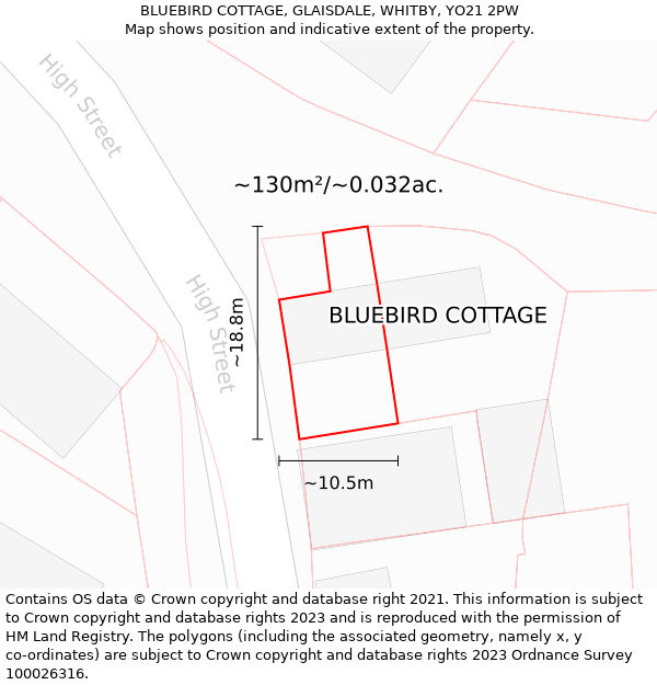 BLUEBIRD COTTAGE, GLAISDALE, WHITBY, YO21 2PW: Plot and title map