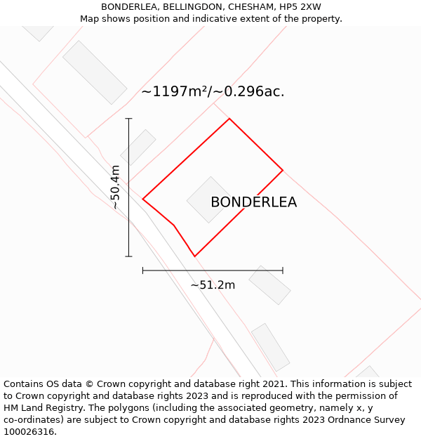 BONDERLEA, BELLINGDON, CHESHAM, HP5 2XW: Plot and title map