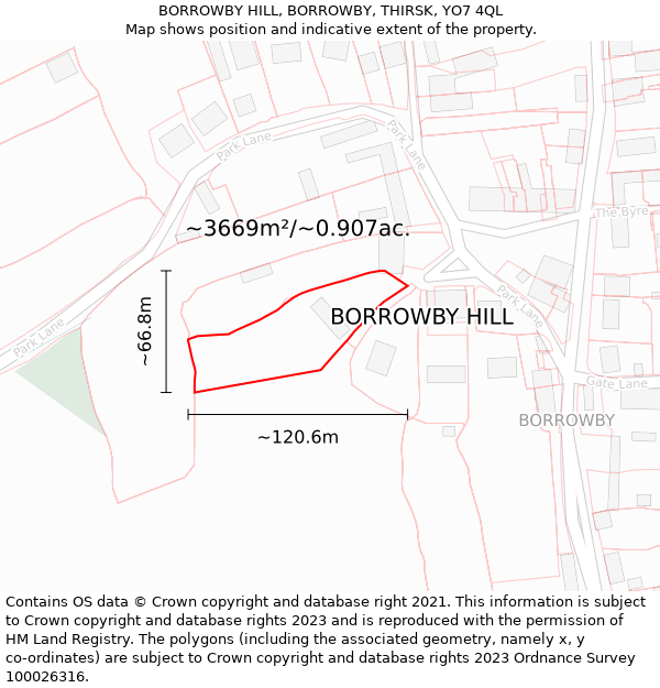 BORROWBY HILL, BORROWBY, THIRSK, YO7 4QL: Plot and title map