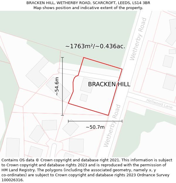 BRACKEN HILL, WETHERBY ROAD, SCARCROFT, LEEDS, LS14 3BR: Plot and title map