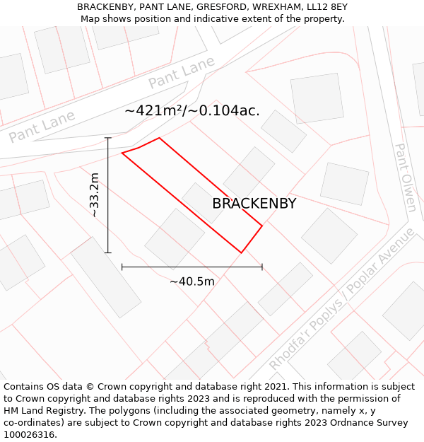 BRACKENBY, PANT LANE, GRESFORD, WREXHAM, LL12 8EY: Plot and title map