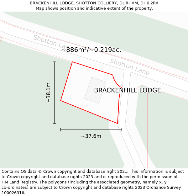 BRACKENHILL LODGE, SHOTTON COLLIERY, DURHAM, DH6 2RA: Plot and title map