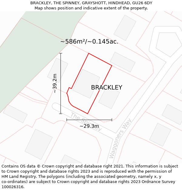 BRACKLEY, THE SPINNEY, GRAYSHOTT, HINDHEAD, GU26 6DY: Plot and title map