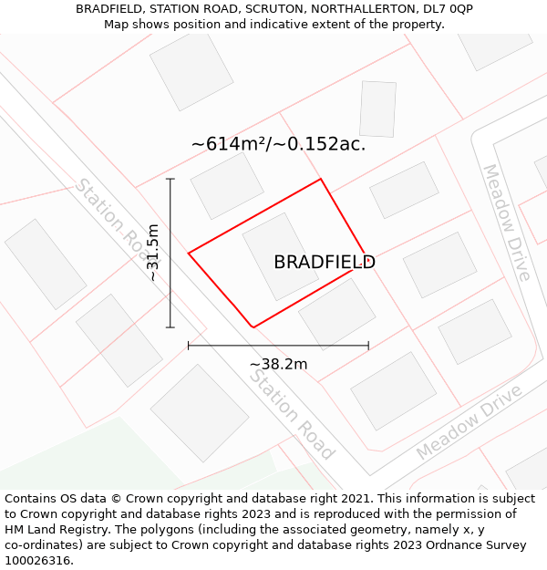 BRADFIELD, STATION ROAD, SCRUTON, NORTHALLERTON, DL7 0QP: Plot and title map