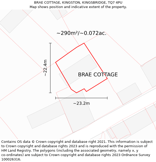 BRAE COTTAGE, KINGSTON, KINGSBRIDGE, TQ7 4PU: Plot and title map