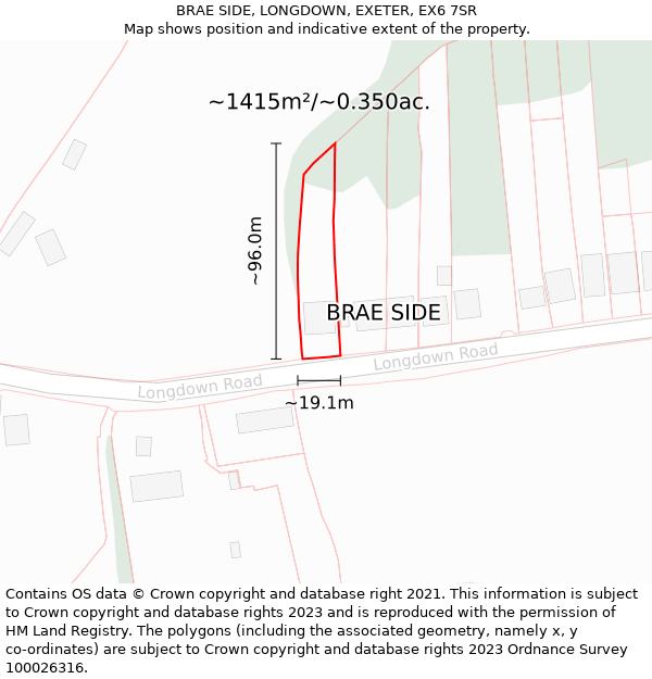 BRAE SIDE, LONGDOWN, EXETER, EX6 7SR: Plot and title map