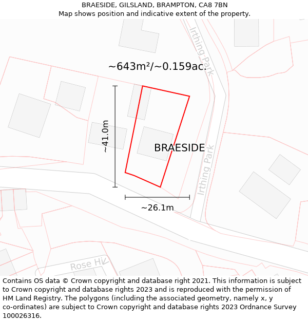 BRAESIDE, GILSLAND, BRAMPTON, CA8 7BN: Plot and title map