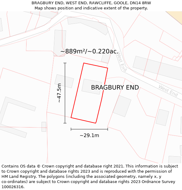 BRAGBURY END, WEST END, RAWCLIFFE, GOOLE, DN14 8RW: Plot and title map