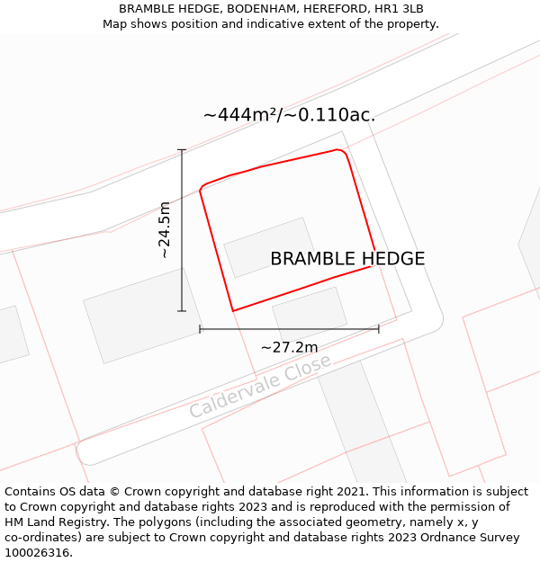 BRAMBLE HEDGE, BODENHAM, HEREFORD, HR1 3LB: Plot and title map