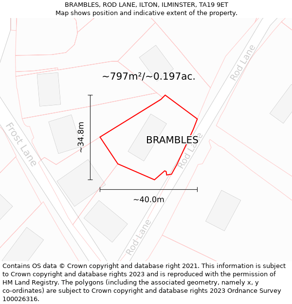 BRAMBLES, ROD LANE, ILTON, ILMINSTER, TA19 9ET: Plot and title map