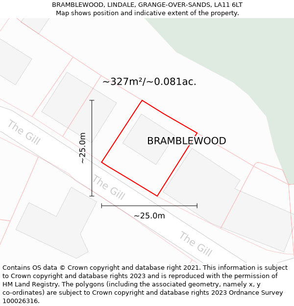 BRAMBLEWOOD, LINDALE, GRANGE-OVER-SANDS, LA11 6LT: Plot and title map