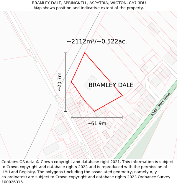 BRAMLEY DALE, SPRINGKELL, ASPATRIA, WIGTON, CA7 3DU: Plot and title map