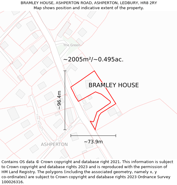 BRAMLEY HOUSE, ASHPERTON ROAD, ASHPERTON, LEDBURY, HR8 2RY: Plot and title map