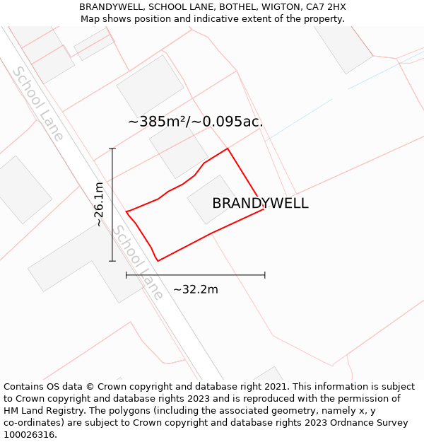 BRANDYWELL, SCHOOL LANE, BOTHEL, WIGTON, CA7 2HX: Plot and title map