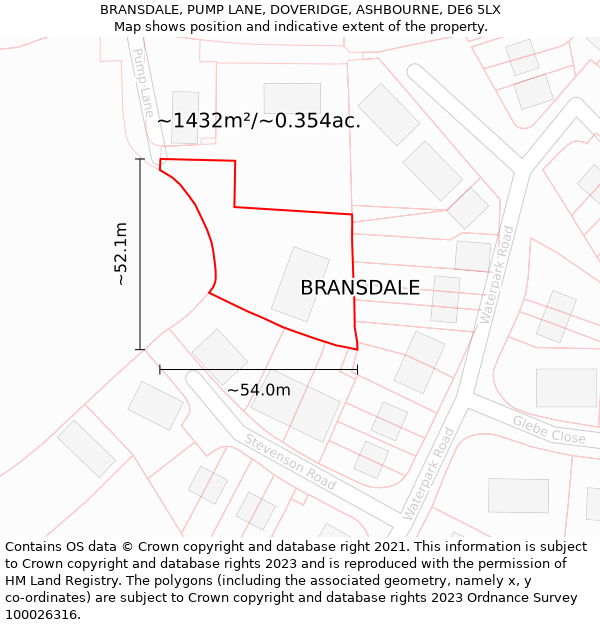 BRANSDALE, PUMP LANE, DOVERIDGE, ASHBOURNE, DE6 5LX: Plot and title map
