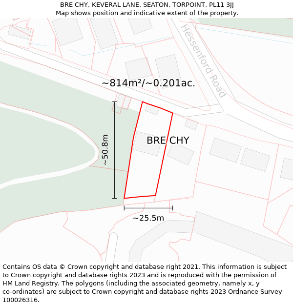 BRE CHY, KEVERAL LANE, SEATON, TORPOINT, PL11 3JJ: Plot and title map