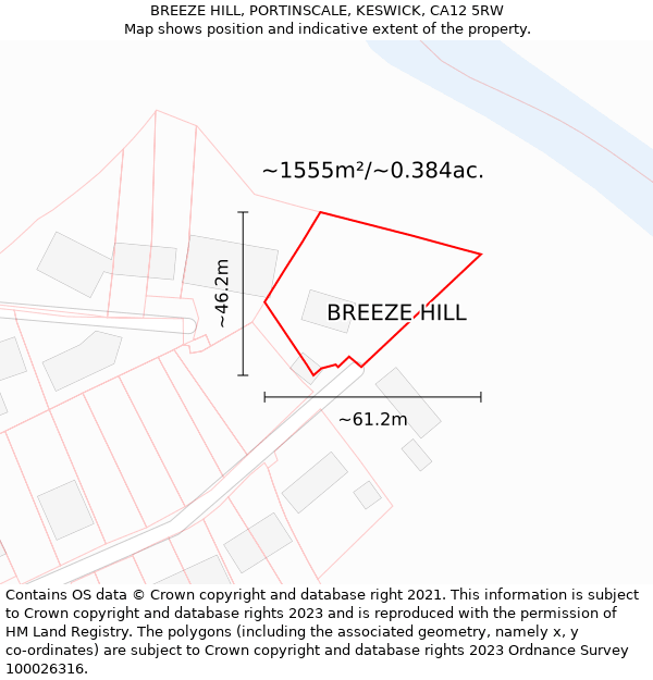 BREEZE HILL, PORTINSCALE, KESWICK, CA12 5RW: Plot and title map