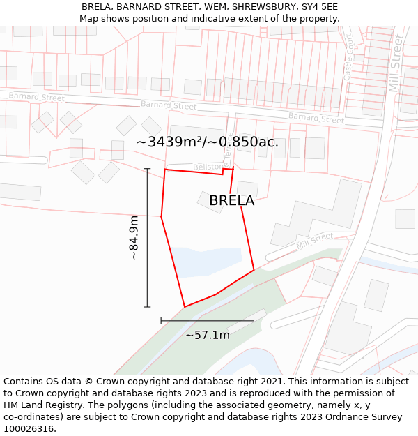 BRELA, BARNARD STREET, WEM, SHREWSBURY, SY4 5EE: Plot and title map