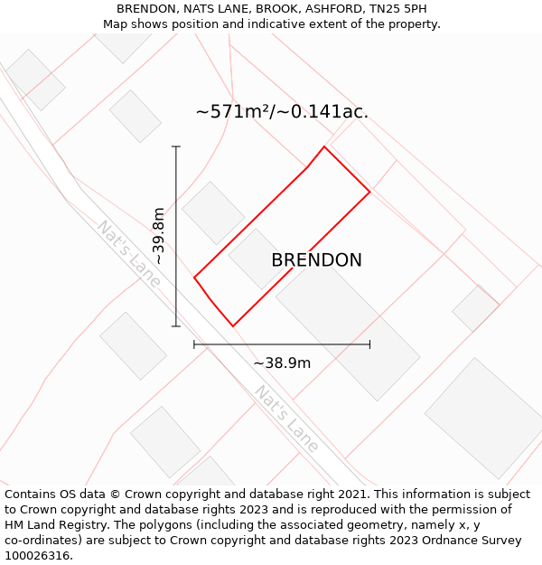 BRENDON, NATS LANE, BROOK, ASHFORD, TN25 5PH: Plot and title map