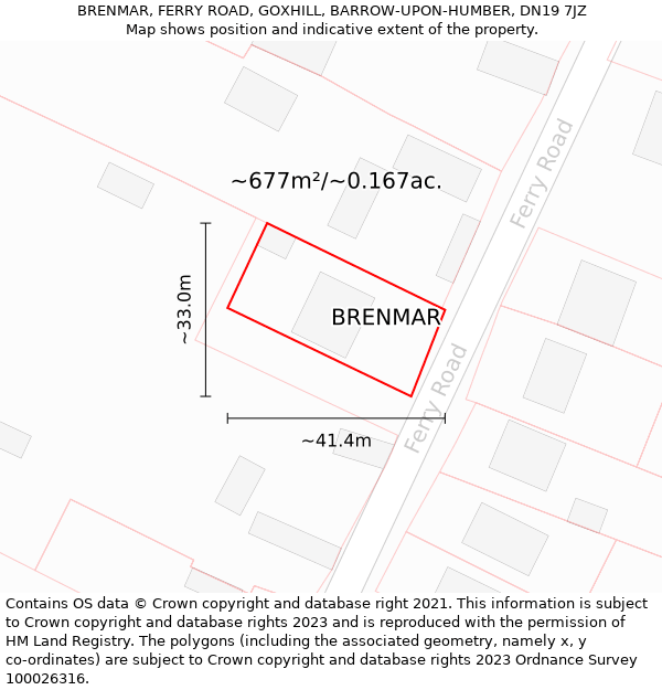 BRENMAR, FERRY ROAD, GOXHILL, BARROW-UPON-HUMBER, DN19 7JZ: Plot and title map