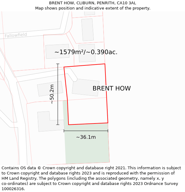 BRENT HOW, CLIBURN, PENRITH, CA10 3AL: Plot and title map