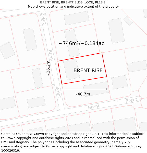 BRENT RISE, BRENTFIELDS, LOOE, PL13 2JJ: Plot and title map