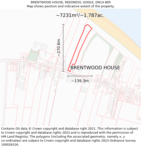 BRENTWOOD HOUSE, REEDNESS, GOOLE, DN14 8ER: Plot and title map