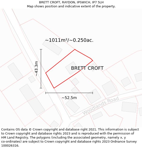 BRETT CROFT, RAYDON, IPSWICH, IP7 5LH: Plot and title map