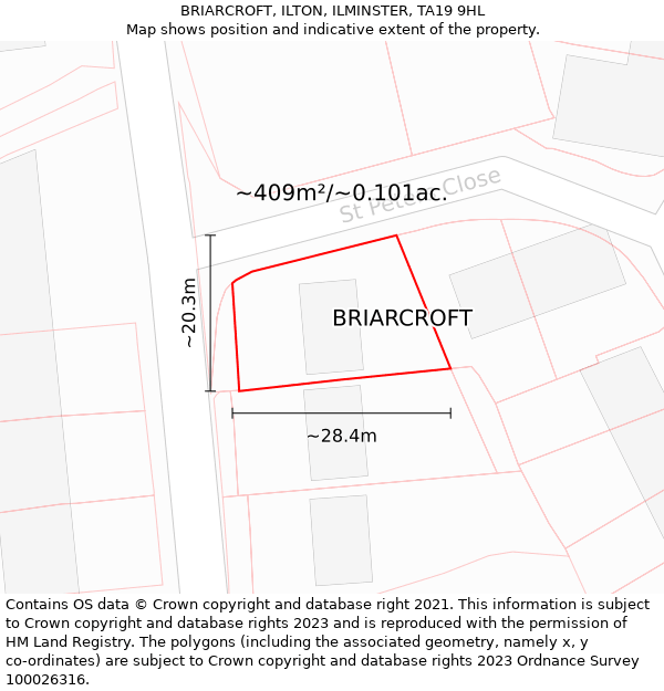 BRIARCROFT, ILTON, ILMINSTER, TA19 9HL: Plot and title map