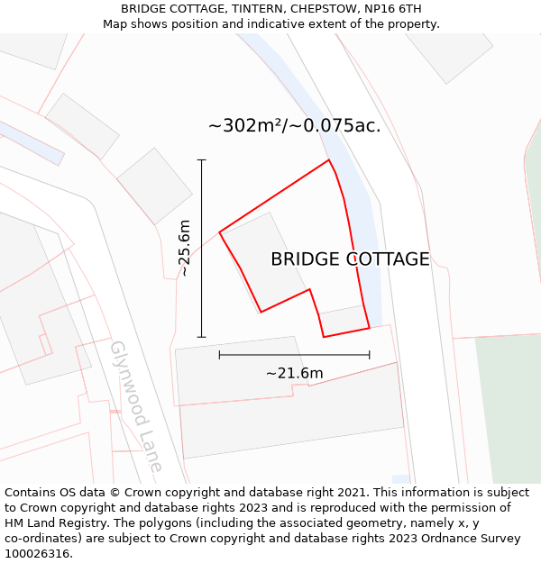 BRIDGE COTTAGE, TINTERN, CHEPSTOW, NP16 6TH: Plot and title map