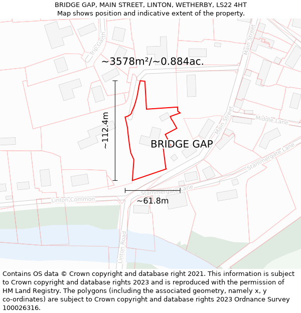 BRIDGE GAP, MAIN STREET, LINTON, WETHERBY, LS22 4HT: Plot and title map