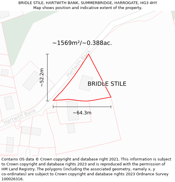 BRIDLE STILE, HARTWITH BANK, SUMMERBRIDGE, HARROGATE, HG3 4HY: Plot and title map