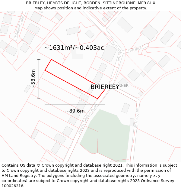 BRIERLEY, HEARTS DELIGHT, BORDEN, SITTINGBOURNE, ME9 8HX: Plot and title map