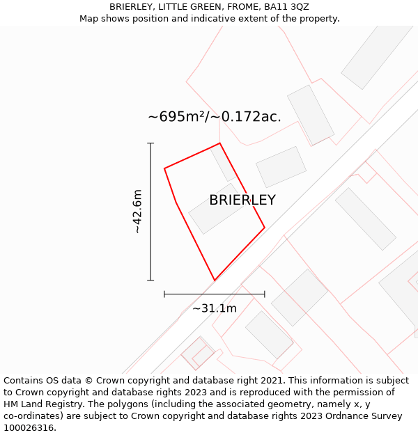 BRIERLEY, LITTLE GREEN, FROME, BA11 3QZ: Plot and title map