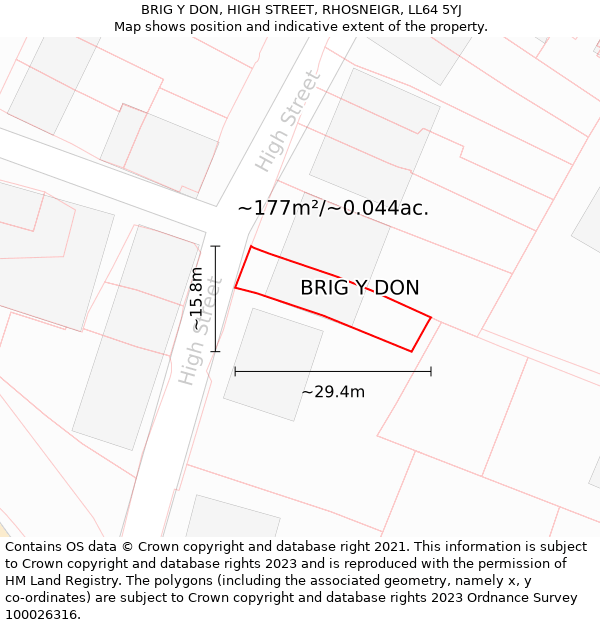 BRIG Y DON, HIGH STREET, RHOSNEIGR, LL64 5YJ: Plot and title map