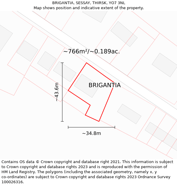 BRIGANTIA, SESSAY, THIRSK, YO7 3NL: Plot and title map