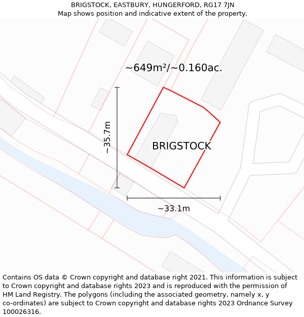 BRIGSTOCK, EASTBURY, HUNGERFORD, RG17 7JN: Plot and title map