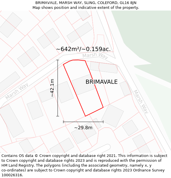 BRIMAVALE, MARSH WAY, SLING, COLEFORD, GL16 8JN: Plot and title map