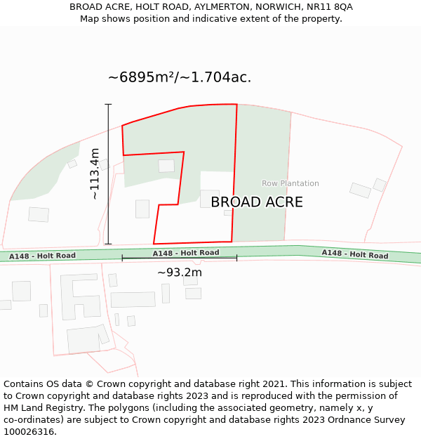 BROAD ACRE, HOLT ROAD, AYLMERTON, NORWICH, NR11 8QA: Plot and title map