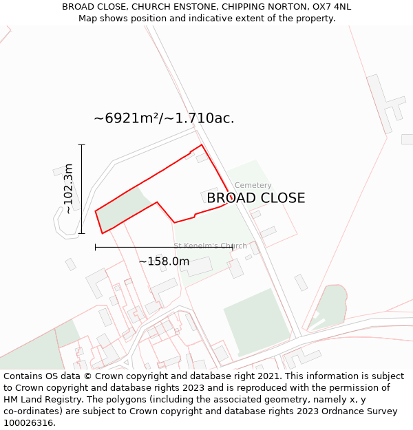 BROAD CLOSE, CHURCH ENSTONE, CHIPPING NORTON, OX7 4NL: Plot and title map