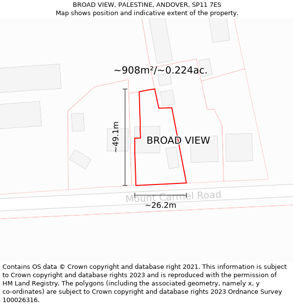 BROAD VIEW, PALESTINE, ANDOVER, SP11 7ES: Plot and title map