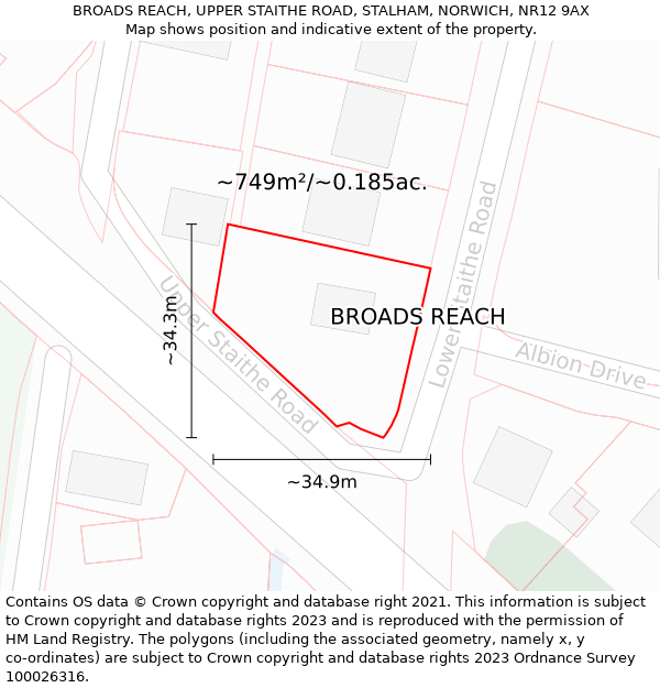 BROADS REACH, UPPER STAITHE ROAD, STALHAM, NORWICH, NR12 9AX: Plot and title map