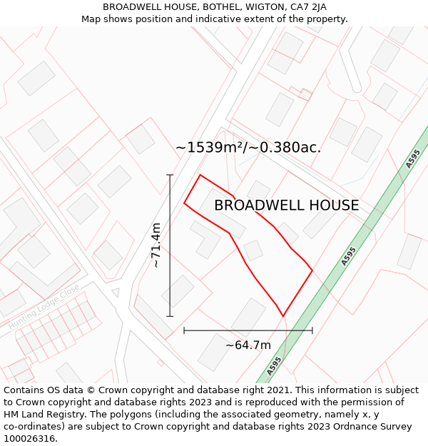 BROADWELL HOUSE, BOTHEL, WIGTON, CA7 2JA: Plot and title map