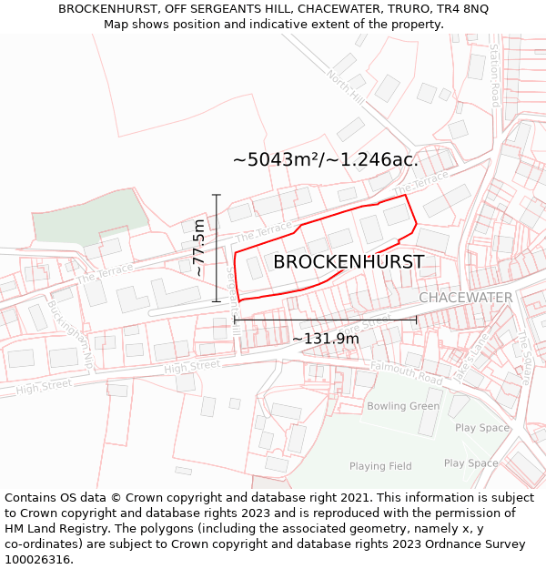 BROCKENHURST, OFF SERGEANTS HILL, CHACEWATER, TRURO, TR4 8NQ: Plot and title map