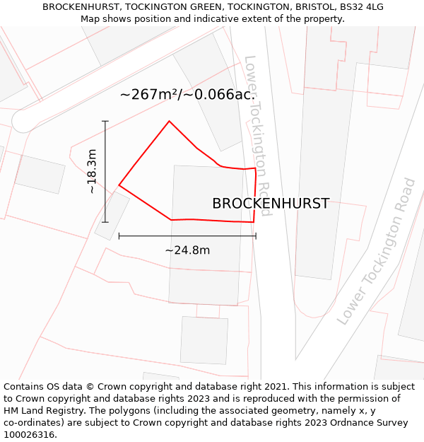 BROCKENHURST, TOCKINGTON GREEN, TOCKINGTON, BRISTOL, BS32 4LG: Plot and title map