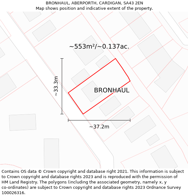 BRONHAUL, ABERPORTH, CARDIGAN, SA43 2EN: Plot and title map