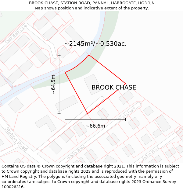 BROOK CHASE, STATION ROAD, PANNAL, HARROGATE, HG3 1JN: Plot and title map