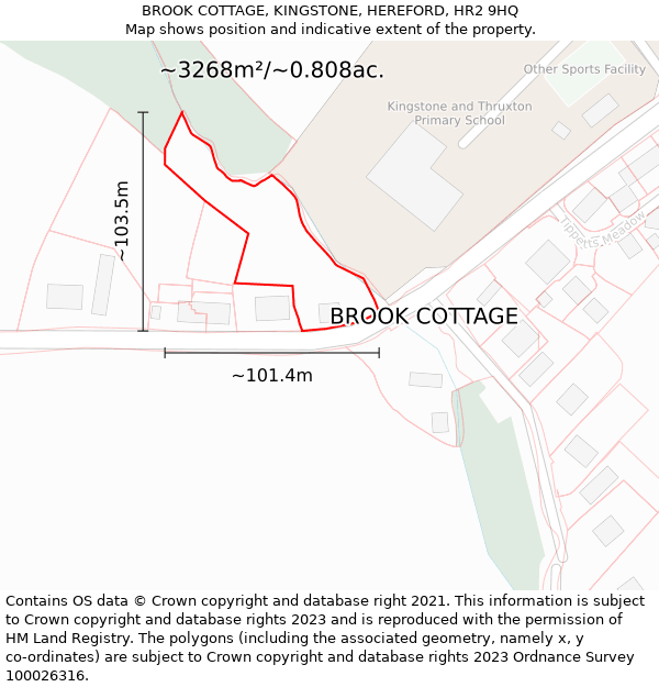BROOK COTTAGE, KINGSTONE, HEREFORD, HR2 9HQ: Plot and title map